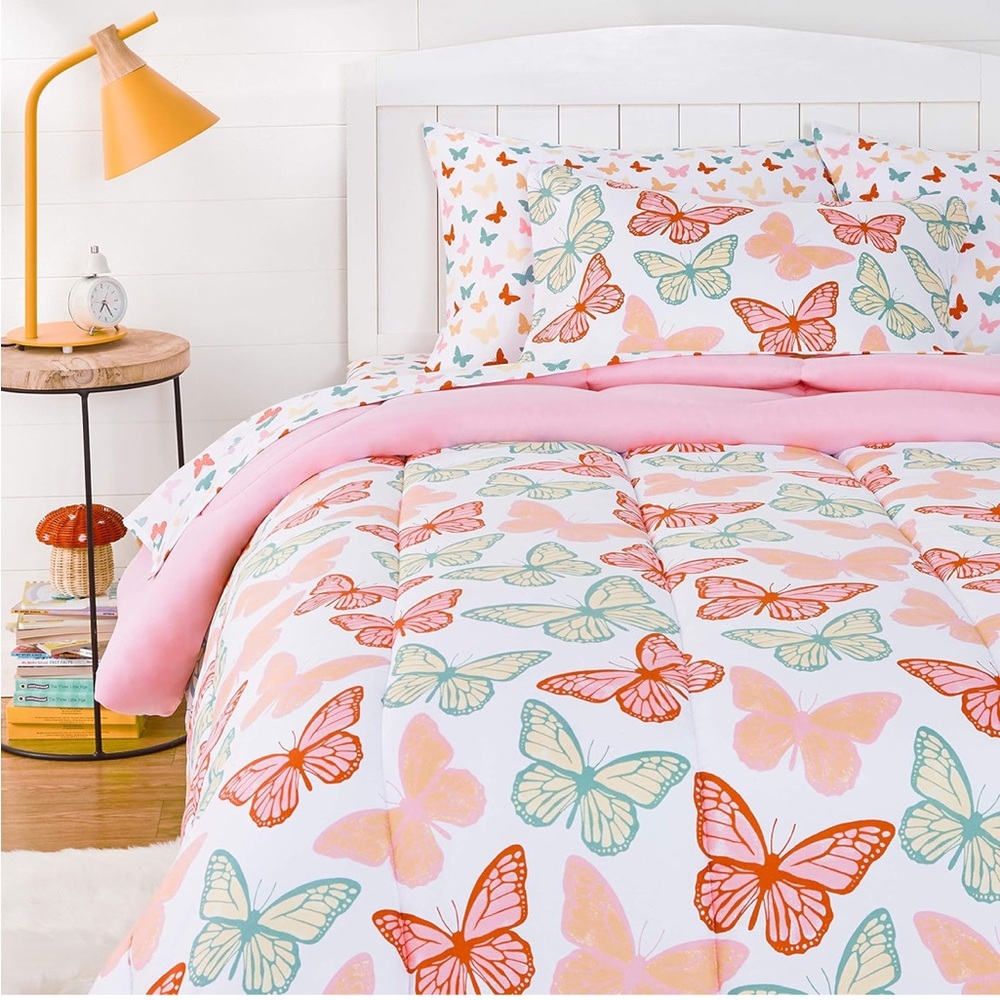Butterfly Dreams Comforter Set - Pink and Orange